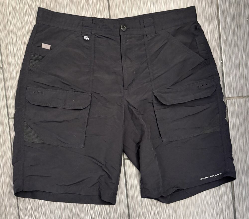Columbia PFG Black Lightweight Cargo Shorts Men’s 34x10 Omni Shade Fishing